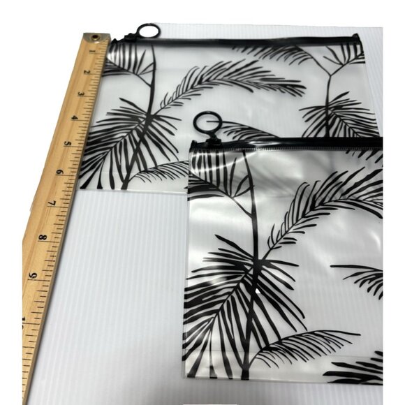 Tropical Holiday Palm Trees Clear Frosted Transparent PVC Makeup / Bikini Bags - Picture 4 of 6